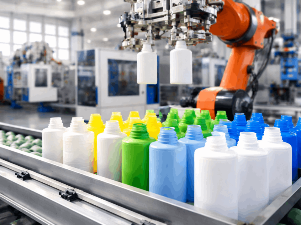 กระบวนการผลิตขวดพลาสติกในโรงงานอุตสาหกรรม