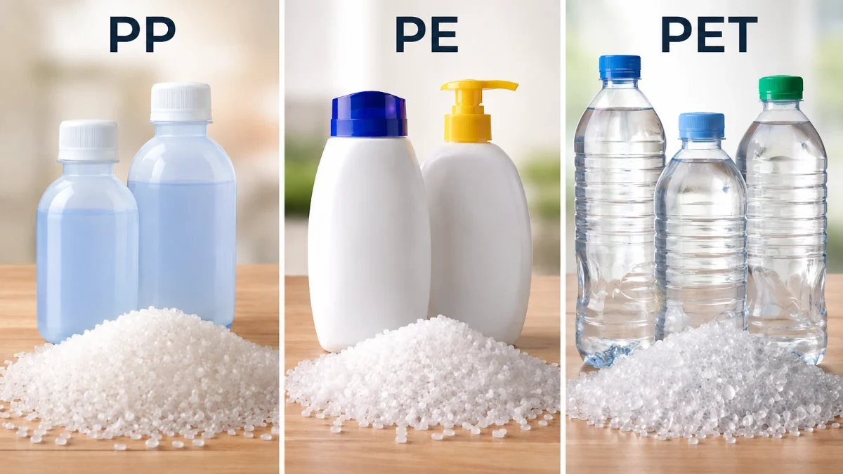 เปรียบเทียบขวดพลาสติก PP PE PET และเม็ดพลาสติก