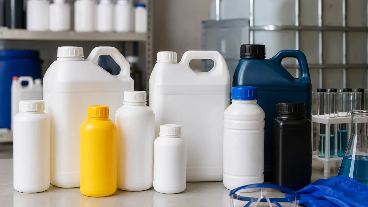 ขวด HDPE สำหรับบรรจุสารเคมีอุตสาหกรรม ปลอดภัย ทน
