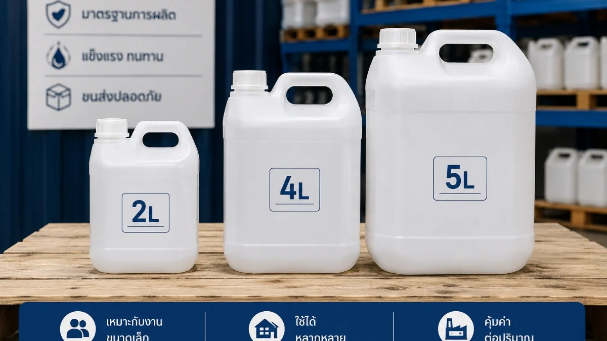 เปรียบเทียบแกลลอนพลาสติก 2 ลิตร 4 ลิตร และ 5 ลิตร